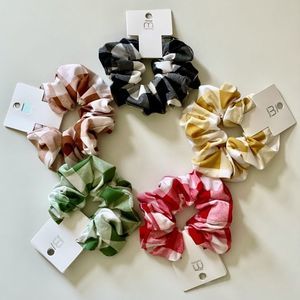 Set of 5 Colorful Checkered Print Scrunchies, NWT